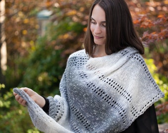 Loom Knit Poncho Cape Pattern. The Grey Skies Poncho Has An Elegant Design and Is An Easy Loom Knit. PDF PATTERN Download.