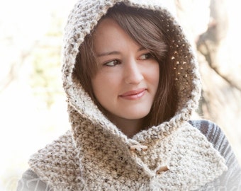 Loom Knit Hood With Cowl PATTERN. Child, Teen & Adult Sizes. Chunky, Oversized Hood Cowl Pattern. Instant PDF PATTERN Download.