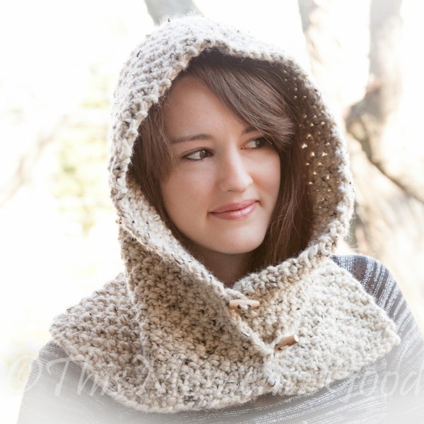 Loom Knit Hood With Cowl PATTERN. Child, Teen & Adult Sizes. Chunky, Oversized Hood Cowl Pattern. Instant PDF PATTERN Download.