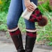 Loom Knit Buffalo Plaid Hat  Boot Toppers PDF PATTERN Set. Easy Colorwork, Beginner Friendly, PATTERN Download. This is a Digital file. 