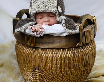 Cappello da aviatore in maglia Loom per modello da bambino: SOLO MODELLO! Istruzioni per il cappello da aviatore in due taglie (neonato e 3 mesi+)