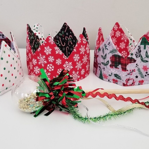 Christmas Crowns, Christmas Cracker, Fabric Crowns, Holiday Crowns, Dress up crowns