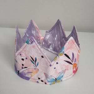 Butterfly Princess Crown, Fabric Crown, Lavender Crown, Birthday Crown, Dress Up Crown, Cracker Crown, Party Crown, Festival Crown