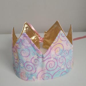 Princess Crown, Rainbow Crown, Gold Crown, Birthday Crown, Party Crown, Festival Crown, Fabric Crown, Dress Up, Pretend Play