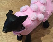 Pink pom pom polar fleece coat Chihuahua pUg Puppy hand made in the UK