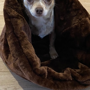 Luxury Brown Faux Fur Snuggle Sack Chihuahua