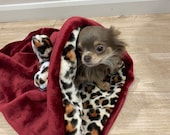 Luxury faux fur Chihuahua Yorkie puppy snuggle sack