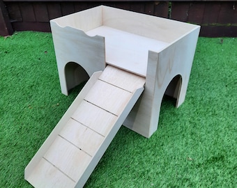 Large double entrance Rabbit house /Castle fully assembled with removable ramp