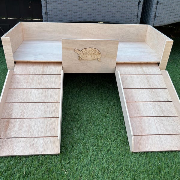New large double ramp up and over tortoise house /shelter with open plan bottom lower section and wide ramps