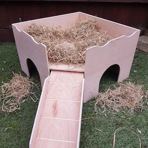 New improved design corner guinea pig castle with hook on ramp.