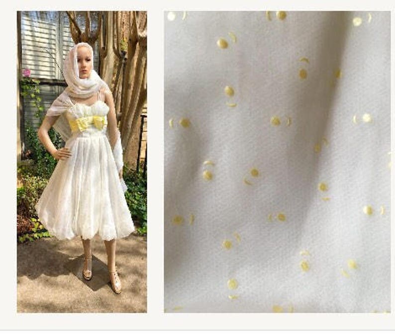 Vintage Prom Dress 50s Bubble Full Skirt Sun /& Moon Organza Tulle Formal Wedding Party Train Wrap Scarf 2 XS