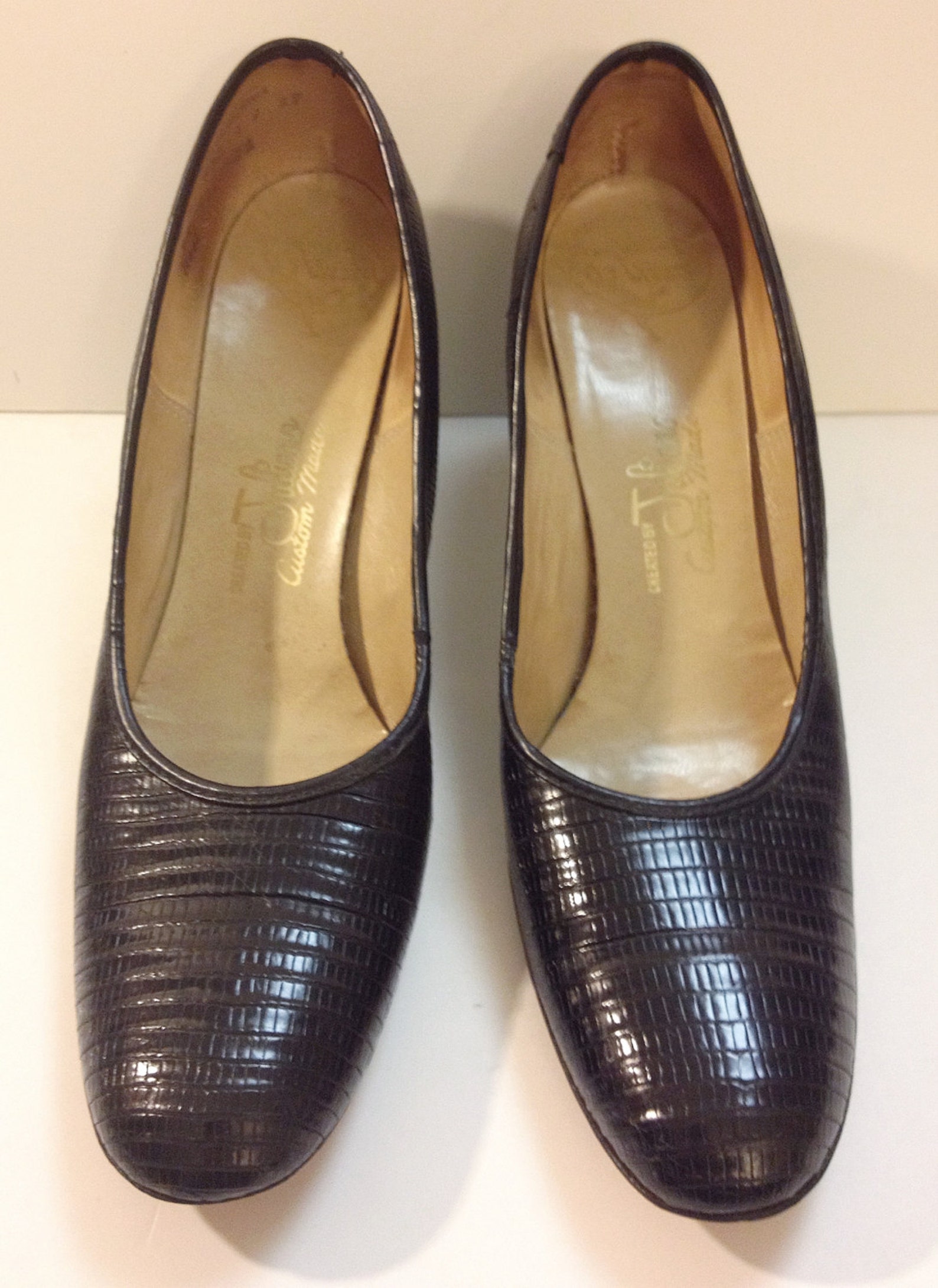 Vintage Alligator Shoes 60s Juliano Black Lizard Pumps Retro | Etsy