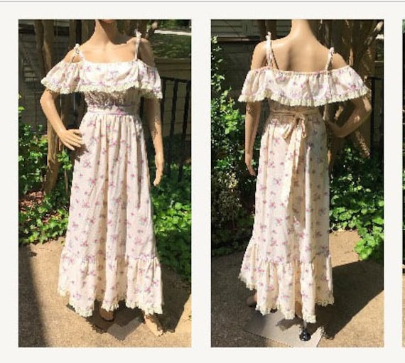 Vintage Ruffled Peasant Floral Dress Cottagecore 6