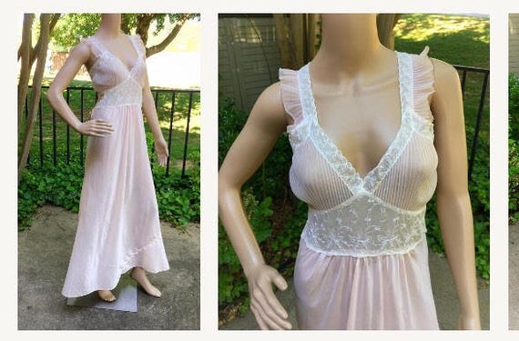 Vintage Pink Bias Cut Nightgown Dress 50s does 30s