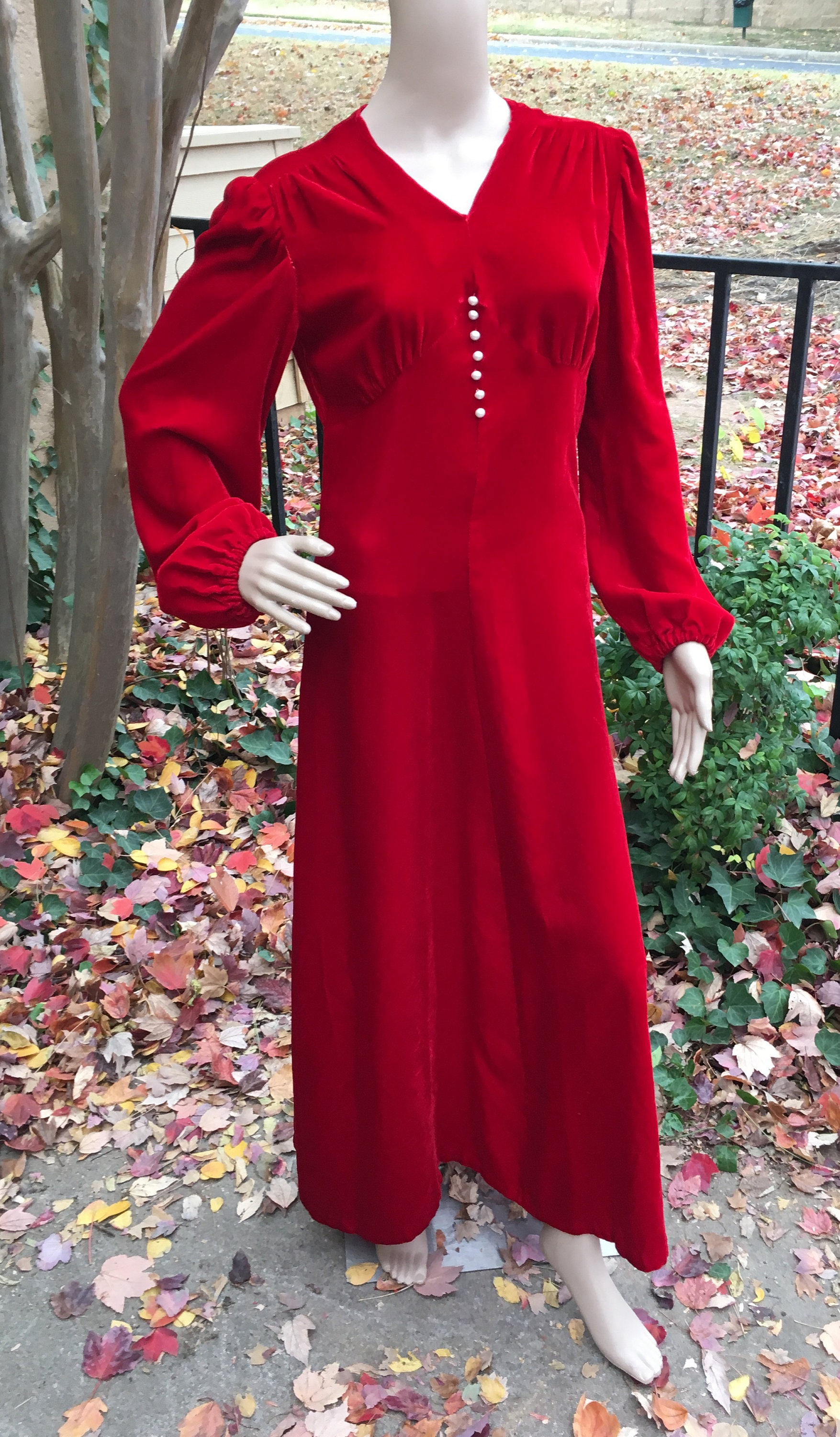 Red Velvet Dress Vintage 60s Does 30s Old Hollywood Glamour - Etsy