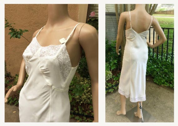 NWT Vintage Slip 30s 40s Ivory Rayon Nylon Lace NO