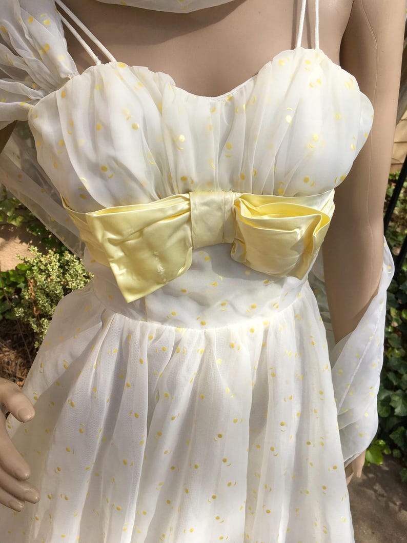 Vintage Prom Dress 50s Bubble Full Skirt Sun /& Moon Organza Tulle Formal Wedding Party Train Wrap Scarf 2 XS