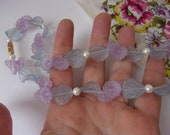 Vintage Frosted Lucite Pastel Flower Necklace with Frosted Blue Flowers, Lilac Morning Glory Flowers, Faux Pearls, 18 quot from Avon 1986