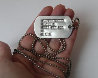Blood type on military dog tags deals