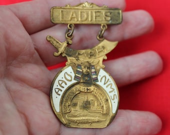 Rare Antique 1928 Ladies Shriner Pin Antigua orden árabe de los nobles Mystic Shrine Pin de 54th Imperial Session en Miami FL 1920s Pin