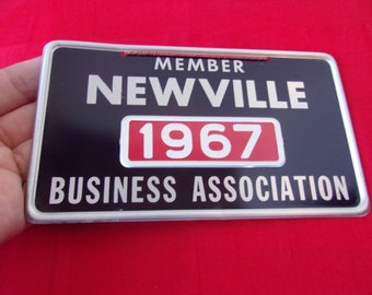 Vintage 1967 Newville PA Business Association Member Metal Window Plate Sign Newville PA Historical items, Cumberland County PA
