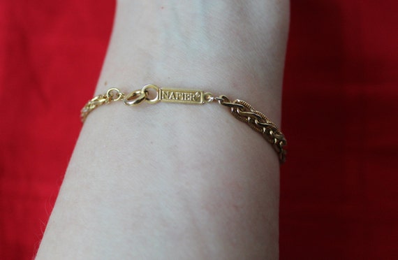 Vintage Signed NAPIER Gold Tone Bracelet, Clasp S… - image 5