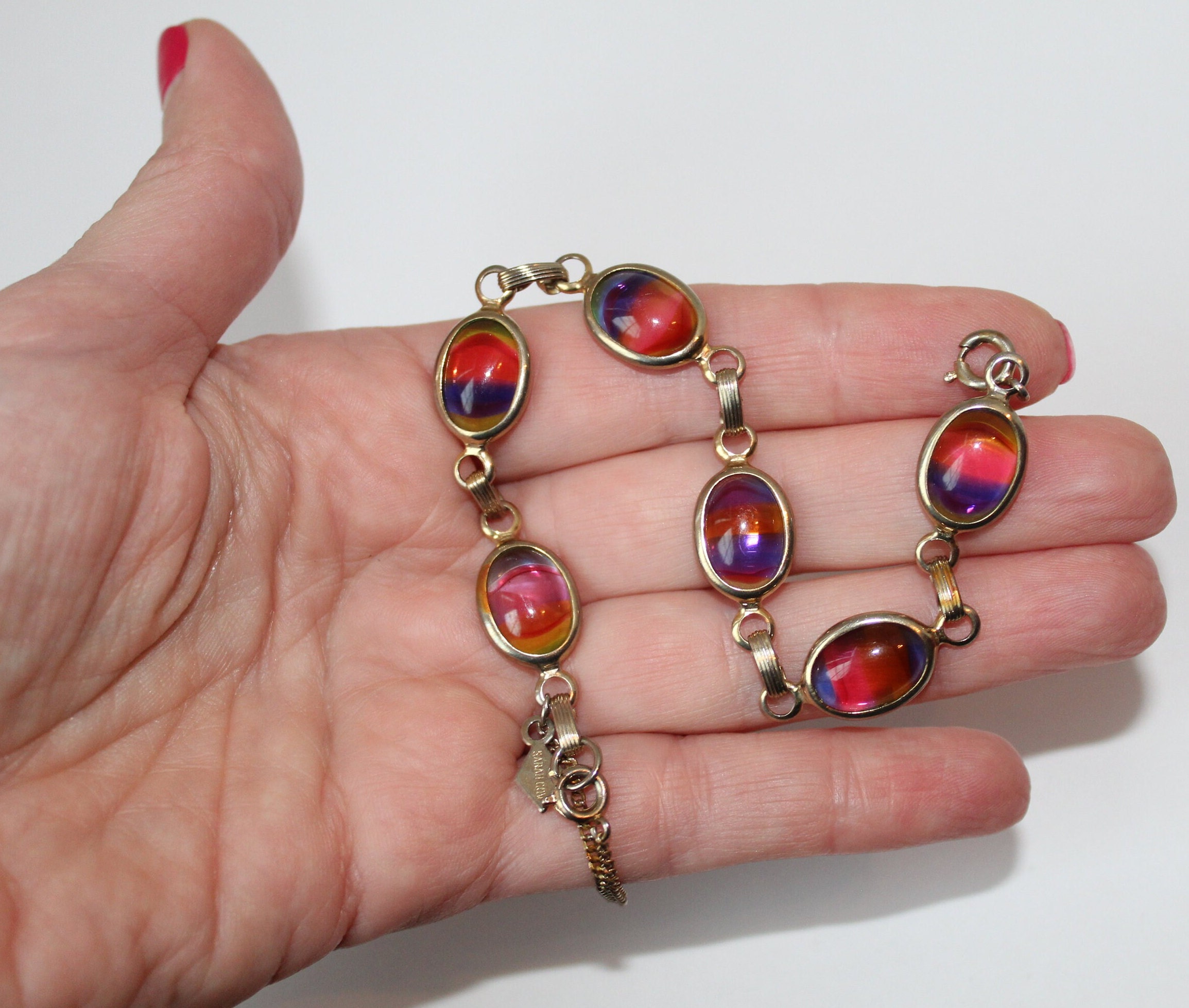 あす楽対応】 SARAH COV ヴィンテージ レインボーガラスブレスレット