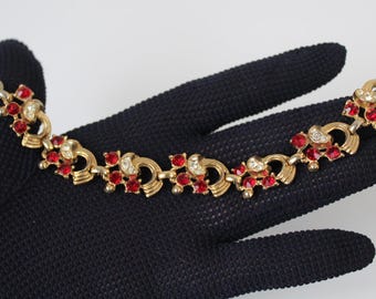 Vintage 60s Geometric Statement Bracelet, Gold Tone Hinged Bangle