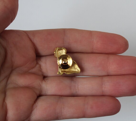 Vintage 1980s Gold Tone Dog Pin Tie Tack or Lapel… - image 4