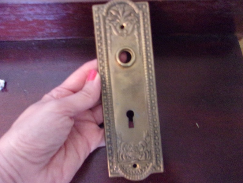 Fancy Victorian Door Knob Key Plate Antique Brass Old Escutcheon Door Knob Key Plate Old Hardware
