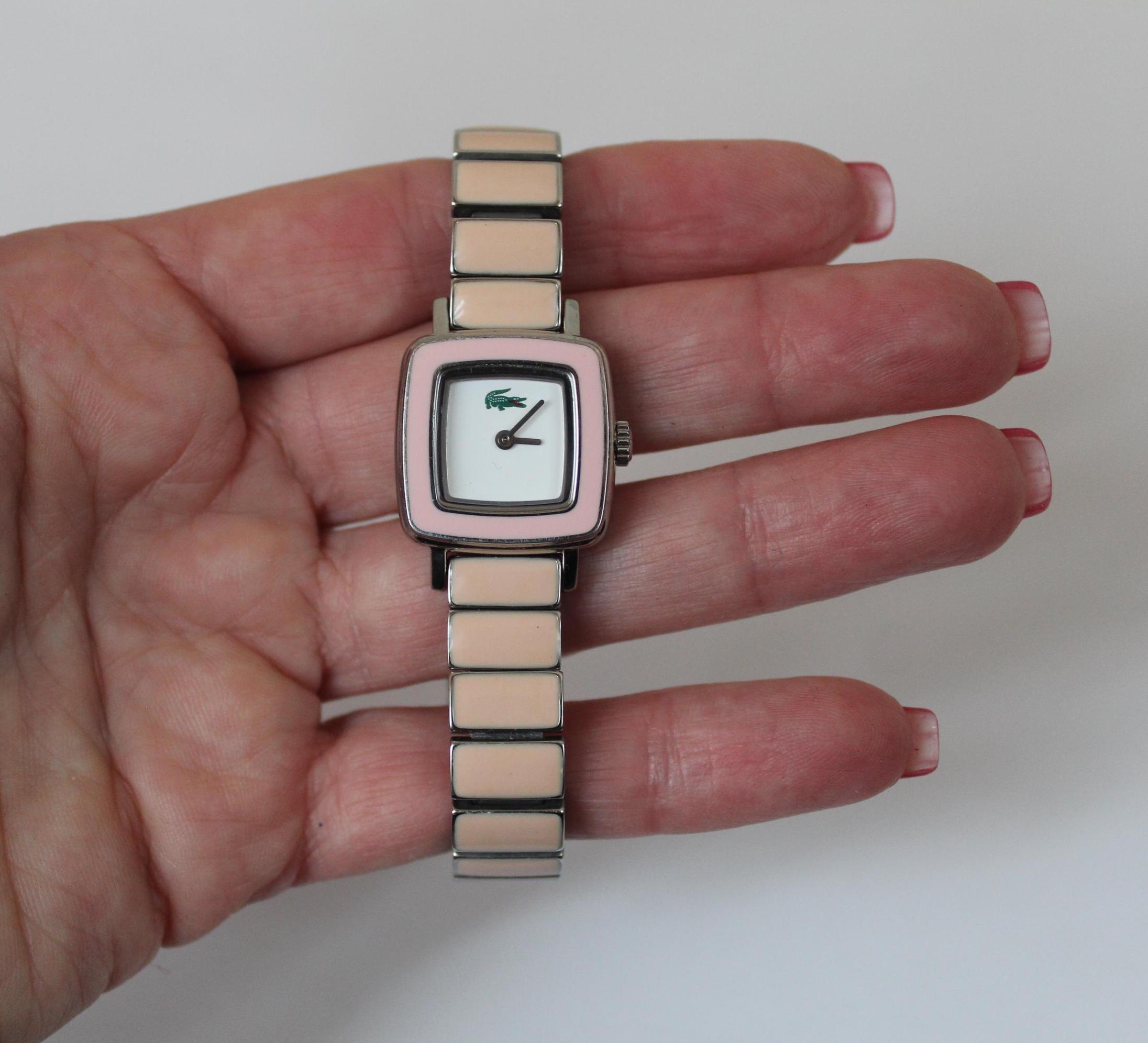 Vintage All Original Scarce IZOD Lacoste Pink Enamel Wrist Watch