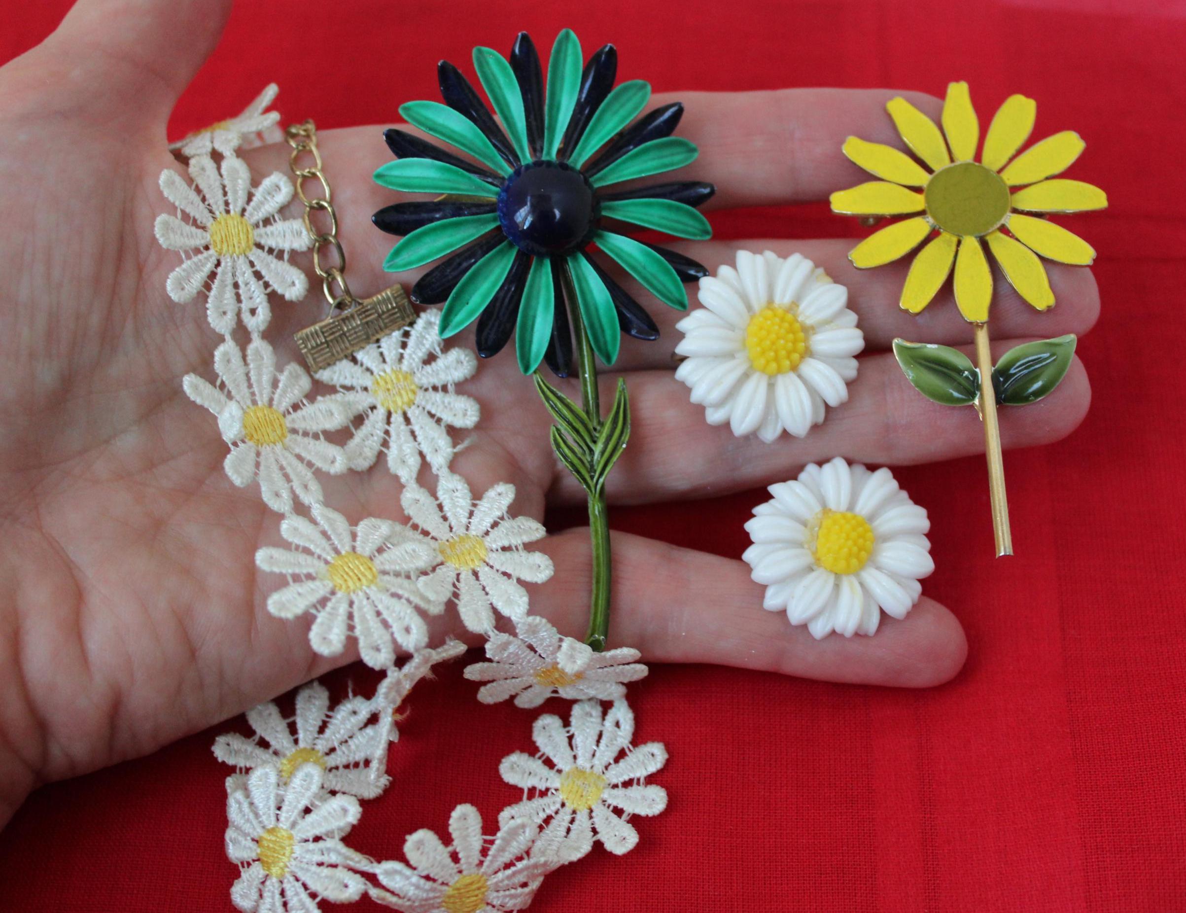 Vintage Enamel Flower Pins Lot - Etsy display picture 1