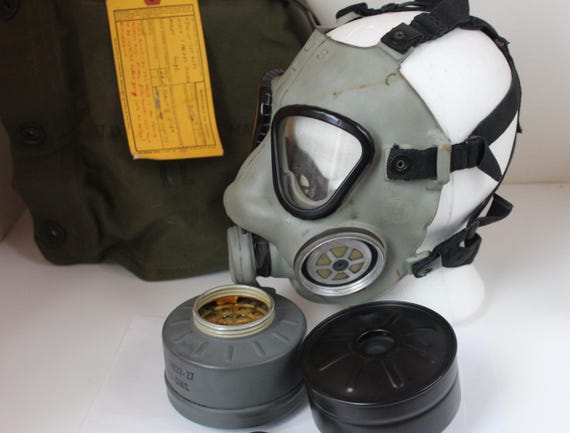 Vintage US Army Issue Military Gas Mask Complete With Olive Green
