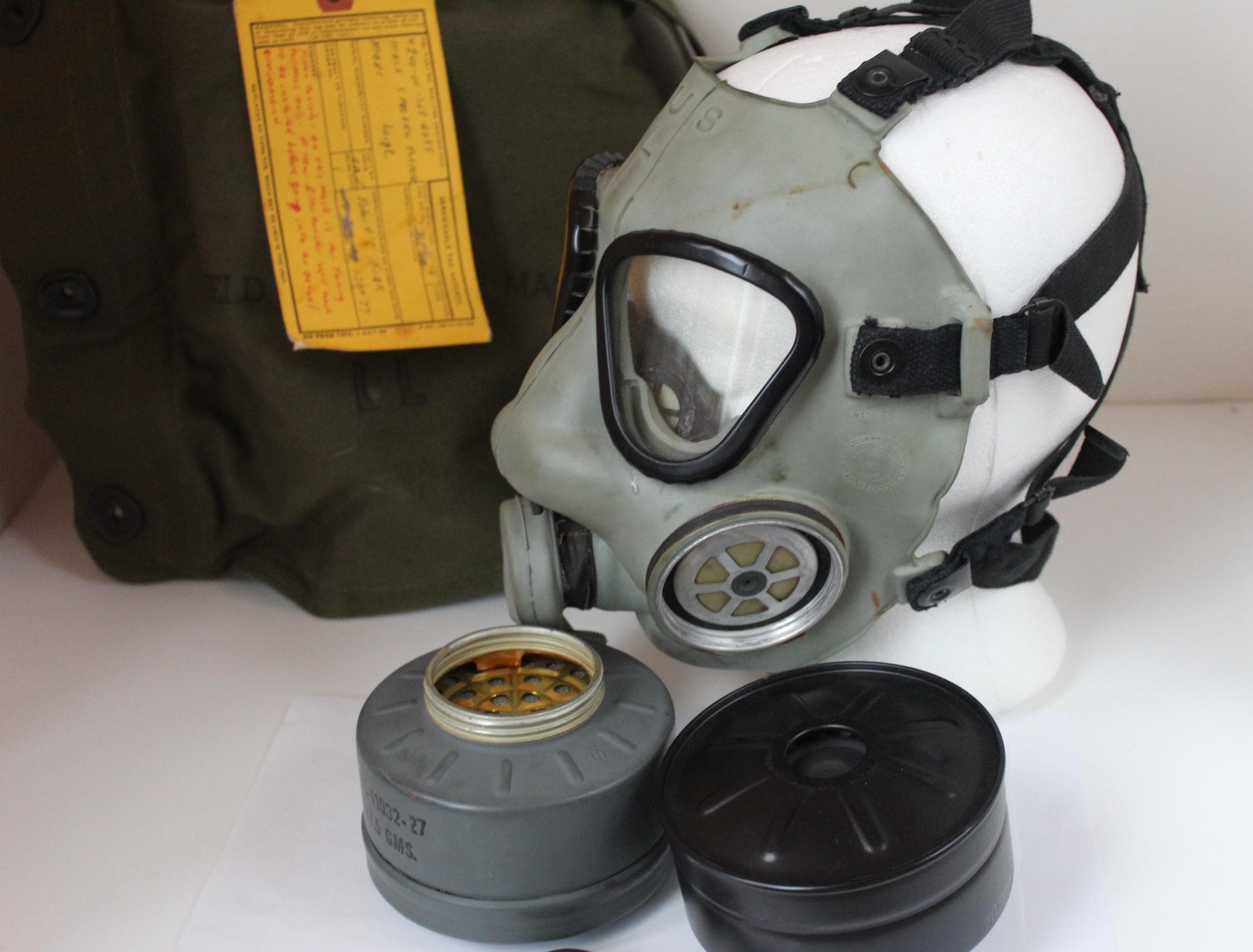 Vintage US Army Issue Military Gas Mask Complete With Olive Green