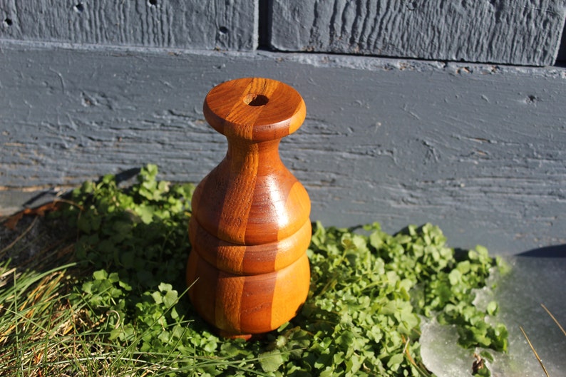 Vintage Turned Wood Vase Handmade Wooden Vase Cherry and Oak Etsy