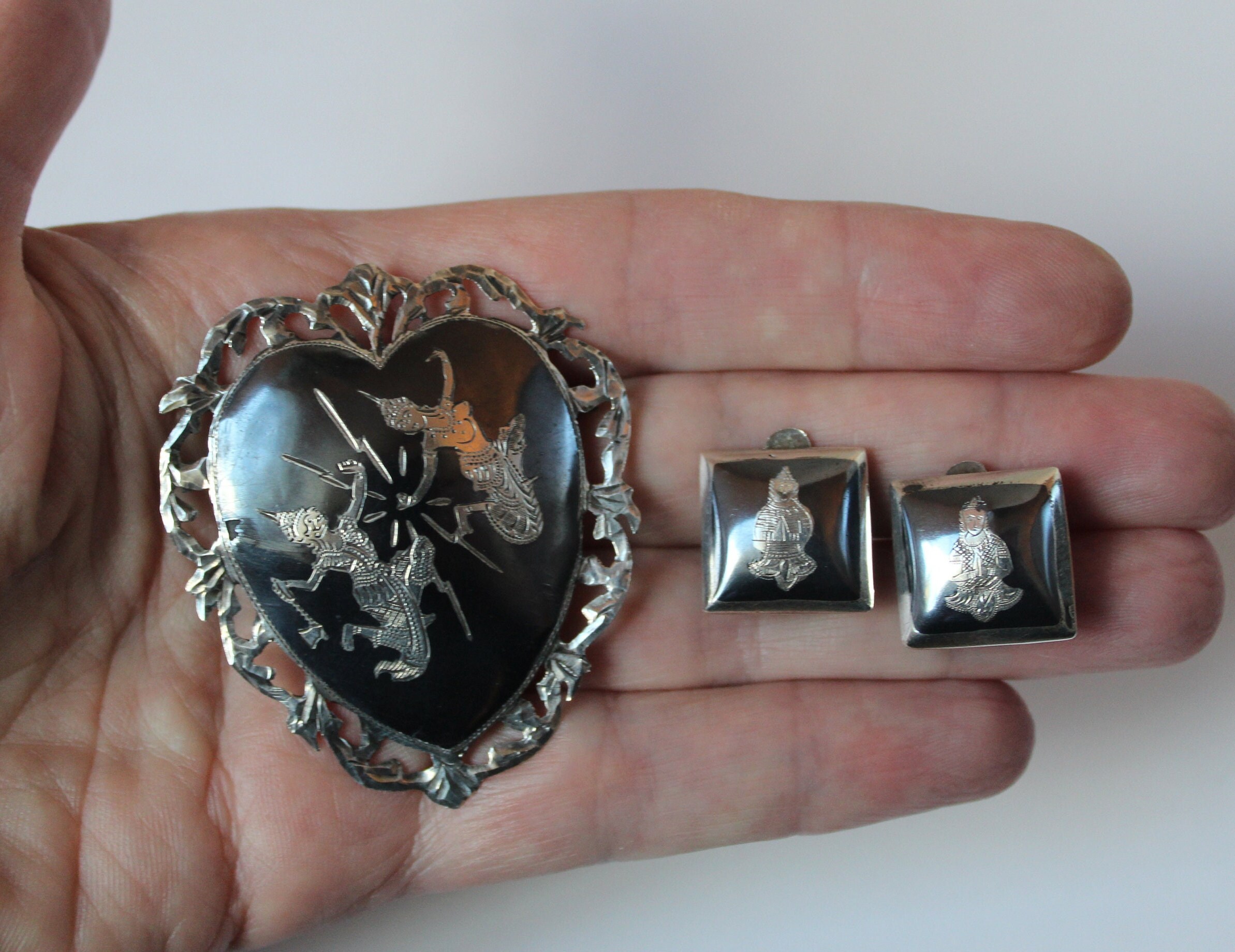 Vintage Siam Sterling Jewelry Set, Goddess of Lightning