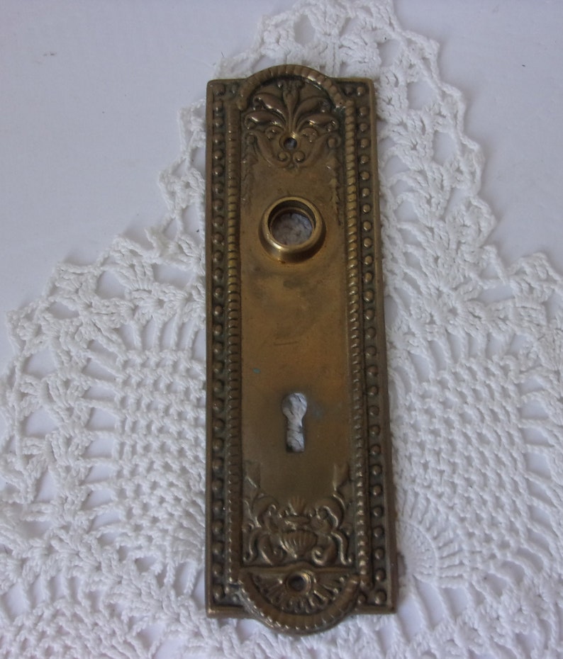 Fancy Victorian Door Knob Key Plate Antique Brass Old Escutcheon Door Knob Key Plate Old Hardware