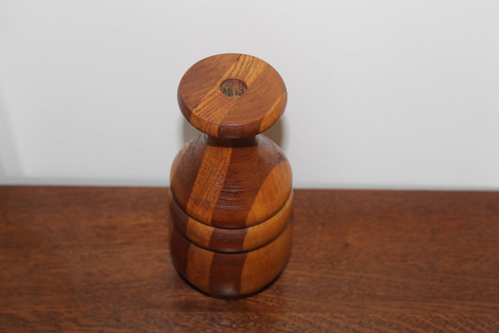 Vintage Turned Wood Vase Handmade Wooden Vase Cherry and Oak Etsy