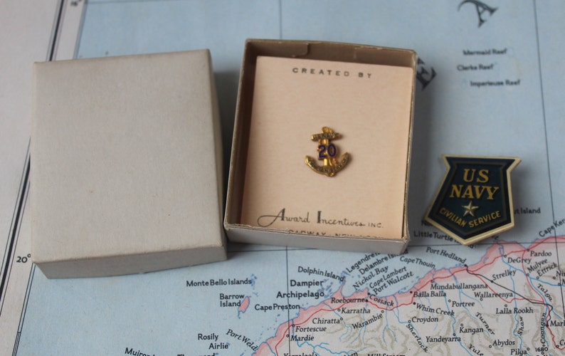 Pair of US Navy Pins 1 in Original Box on Card US Navy Etsy