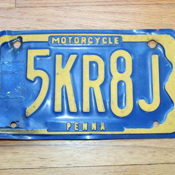 Vintage 1960s PA Pennsylvania License Plate Motorcycle, Industrial Decor, Man Cave, Garage, Bar Decor, Hog 60s PA Small Bike Tags