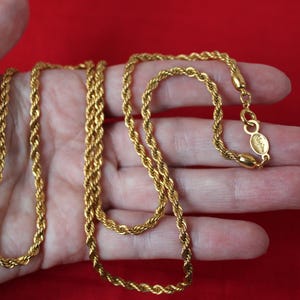 Vintage Signed NAPIER Longer Gold Tone Rope Chain, Layering Necklace 29&quot; Length, Great to Wear With or Without Pendant 1980s Napier Jewelry