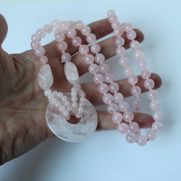 Vintage Light Pink Jade Beaded Longer Necklace 31" Strand of Natural Light Pink Jade Beads, Gorgeous Jade Necklace, Estate Jewelry