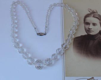Collier Vintage Ancien Boule Facette Noire De Deuil - Occasion
