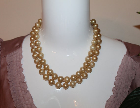 Vintage Signed Miriam Haskell Huge Double Strande… - image 1