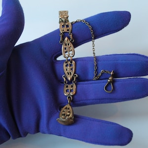 Antique Victorian Era Ornate Gothic Design 1800s Fancy Pocket Watch Chain FOB by CAM & Co. With Small Antique Wax Seal, No Monogram