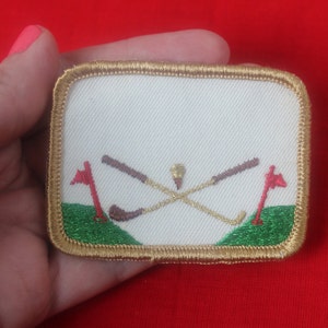 Older Mid Century Vintage Golf Country Club Patch, Caddy Patch Embroidered with old Cheesecloth Back
