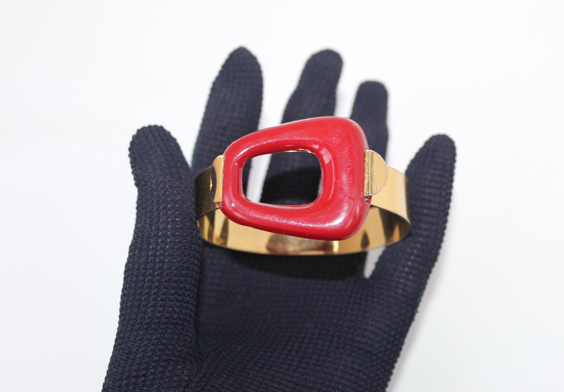 アクセサリー 60s GeometricBar Design Bracelet vintage Vintage 60s Geometric Statement Bracelet, Gold Tone Hinged Bangle
