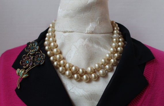 Vintage Signed Miriam Haskell Huge Double Strande… - image 3