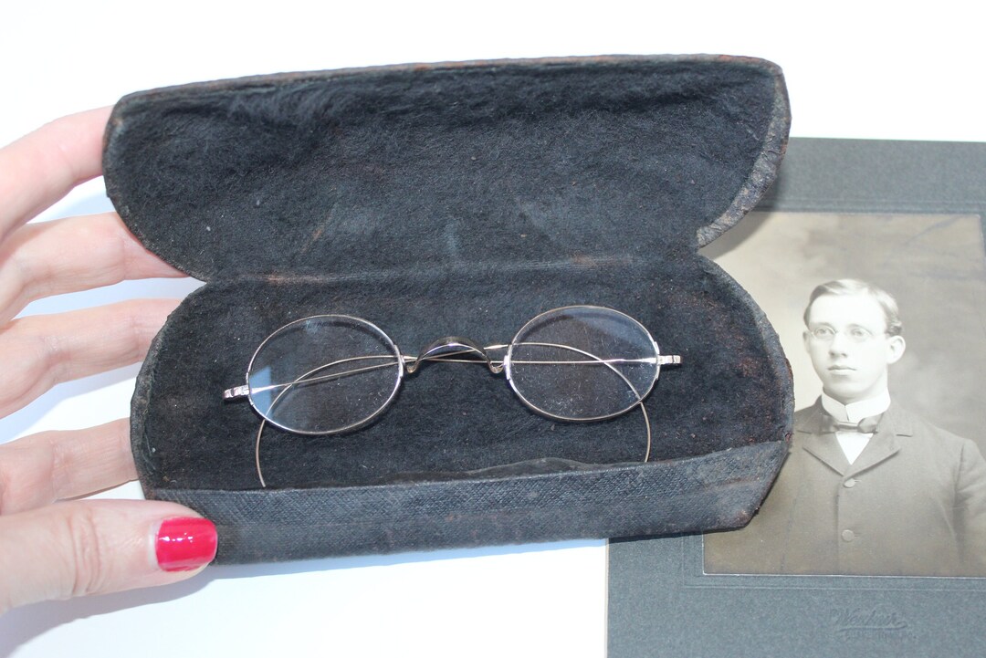 Antique Art Deco Eye Glasses Oval Wire Rim Magnifying Lenses Etsy