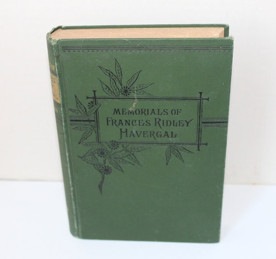 Victorian Era Poetry Book, Antique Poetry Book Memorials of Frances Ridley Havergal 1880s, English Religious Poems, Female Hymn Writer